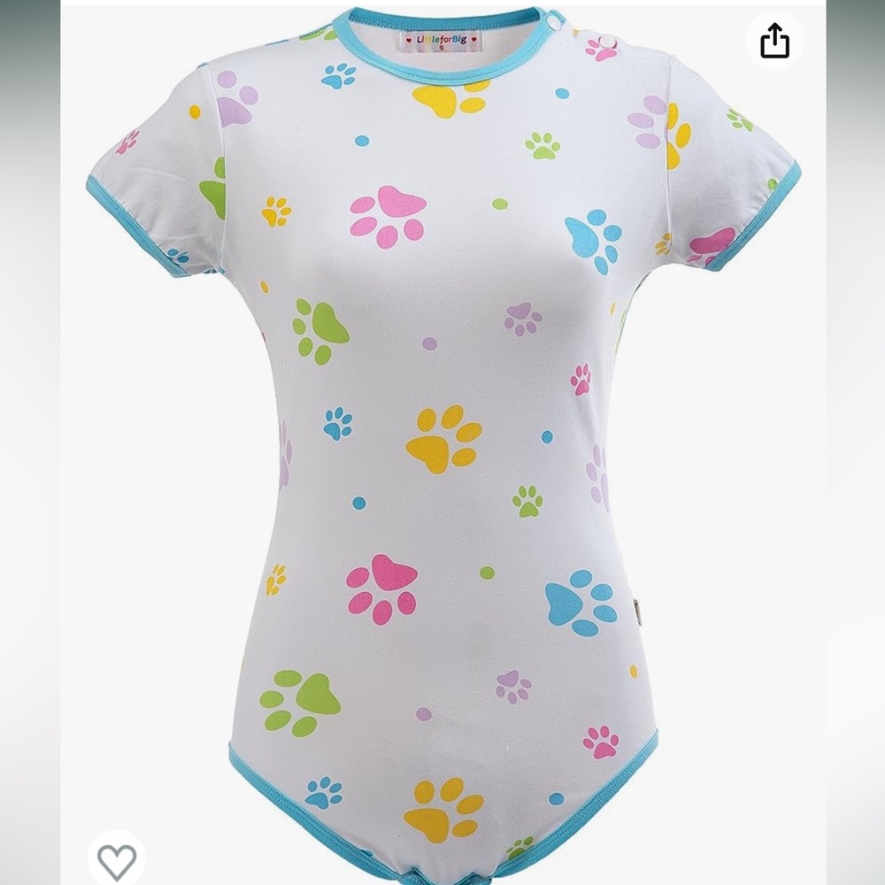 Littleforbig Adult Baby Onesie (ABDL) Snap Crotch Baby Paws Romper Small